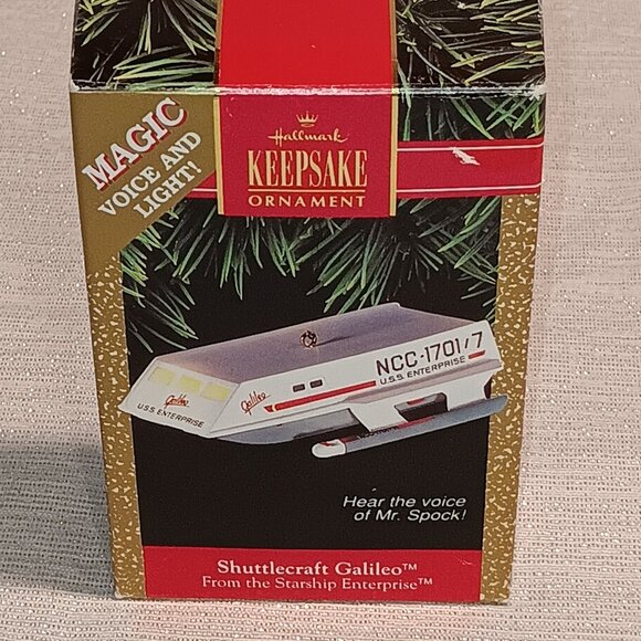 1992 Hallmark Keepsake Christmas Ornament Star Trek Shuttlecraft Galileo Spock - Picture 1 of 4